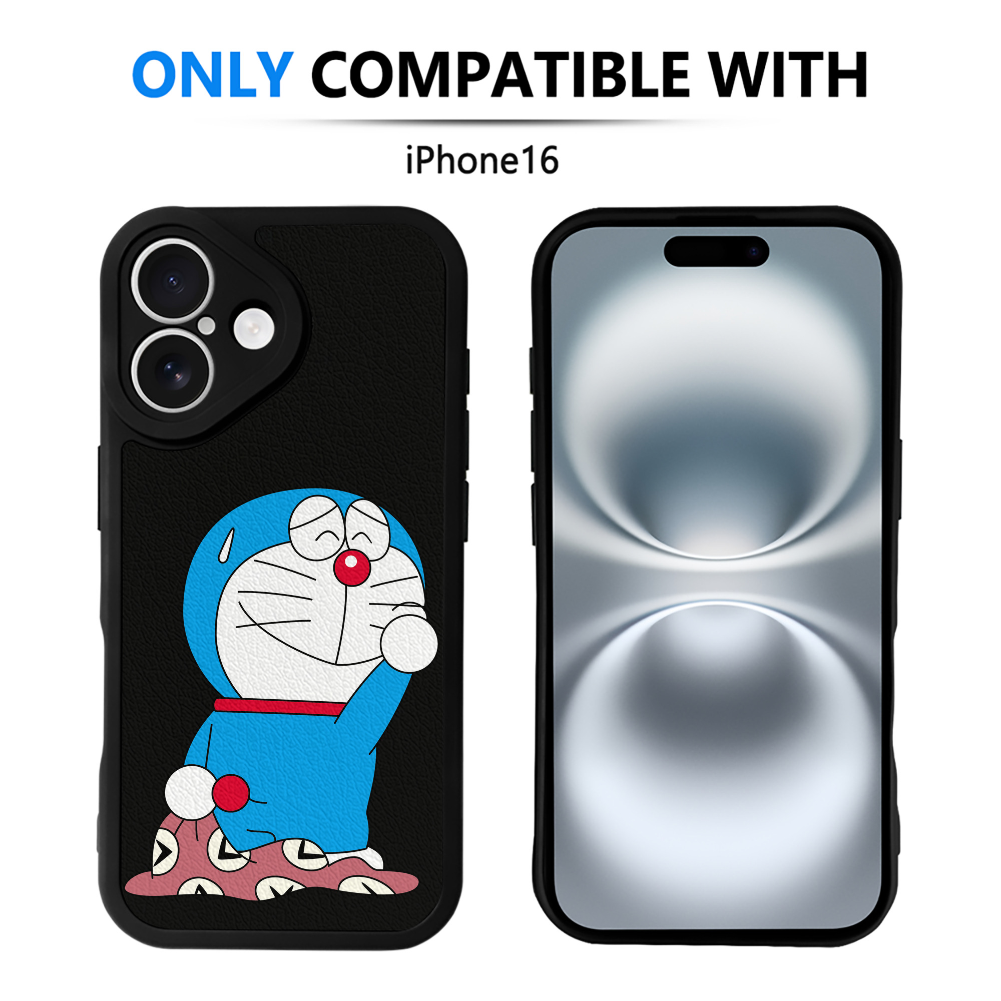 （画像用） ドラえもん Doraemon 【iPhone 16シリーズ対応】シリコンスマホケース（レザー調） 材質：シリコン